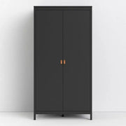 Barcelona Wardrobe with 2 Doors in Matt Black - Price Crash Furniture