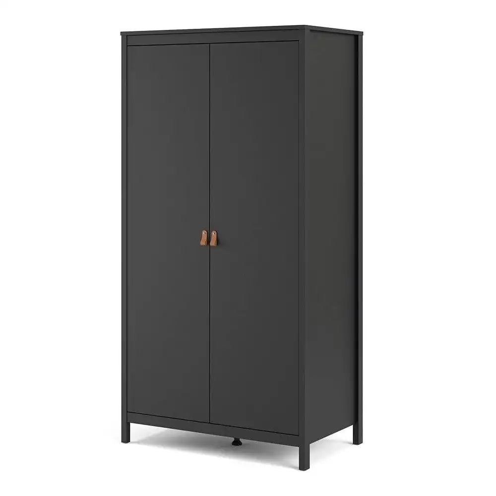 Barcelona Wardrobe with 2 Doors in Matt Black - Price Crash Furniture