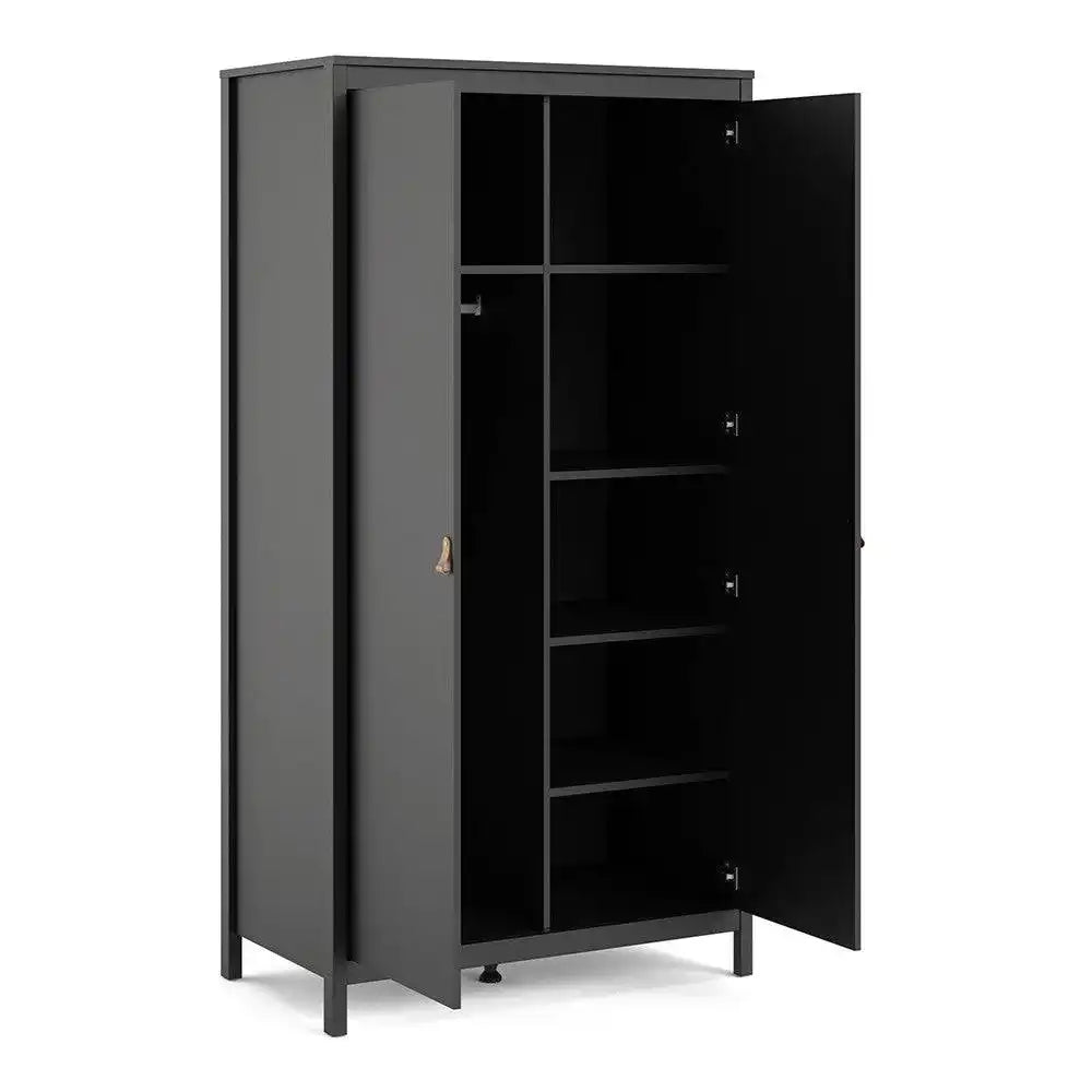 Barcelona Wardrobe with 2 Doors in Matt Black - Price Crash Furniture