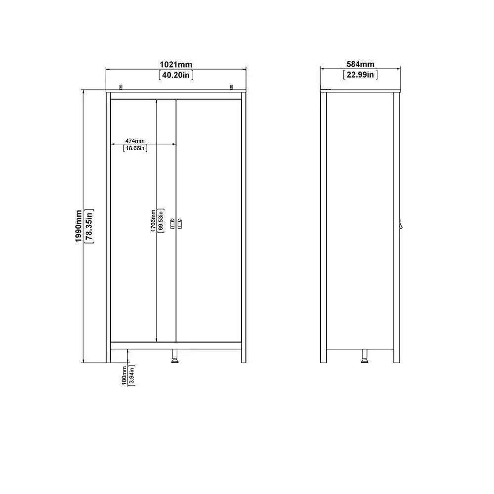 Barcelona Wardrobe with 2 Doors in White - Price Crash Furniture