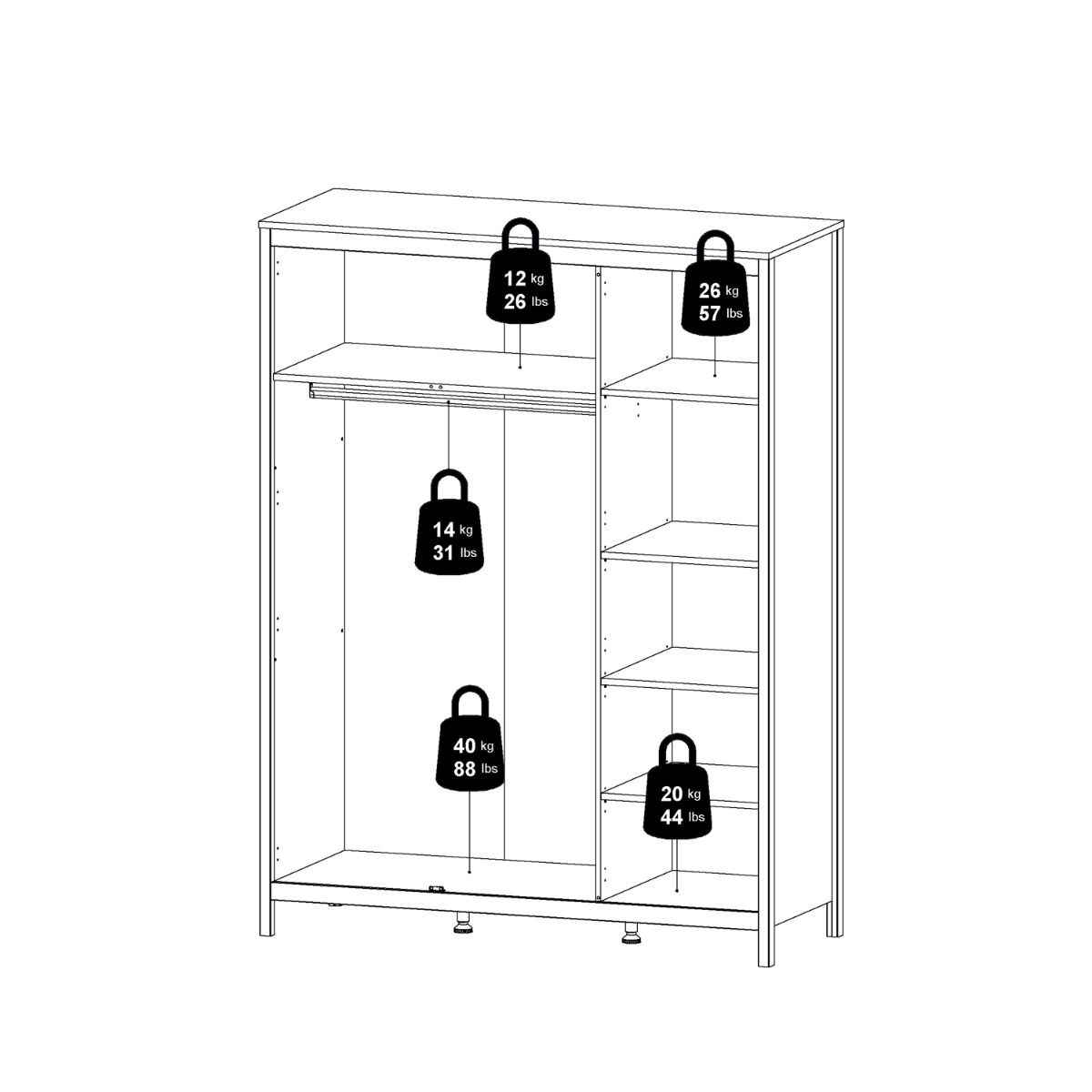 Barcelona Wardrobe With 3 Doors In Jackson Hickory Oak - Price Crash Furniture