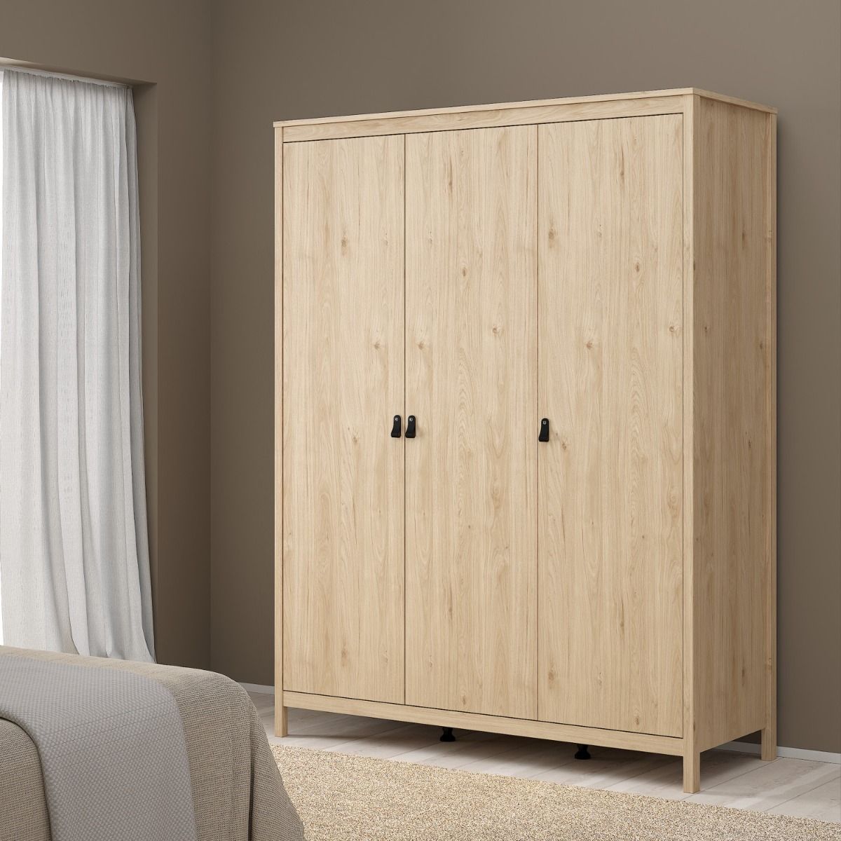 Barcelona Wardrobe With 3 Doors In Jackson Hickory Oak - Price Crash Furniture