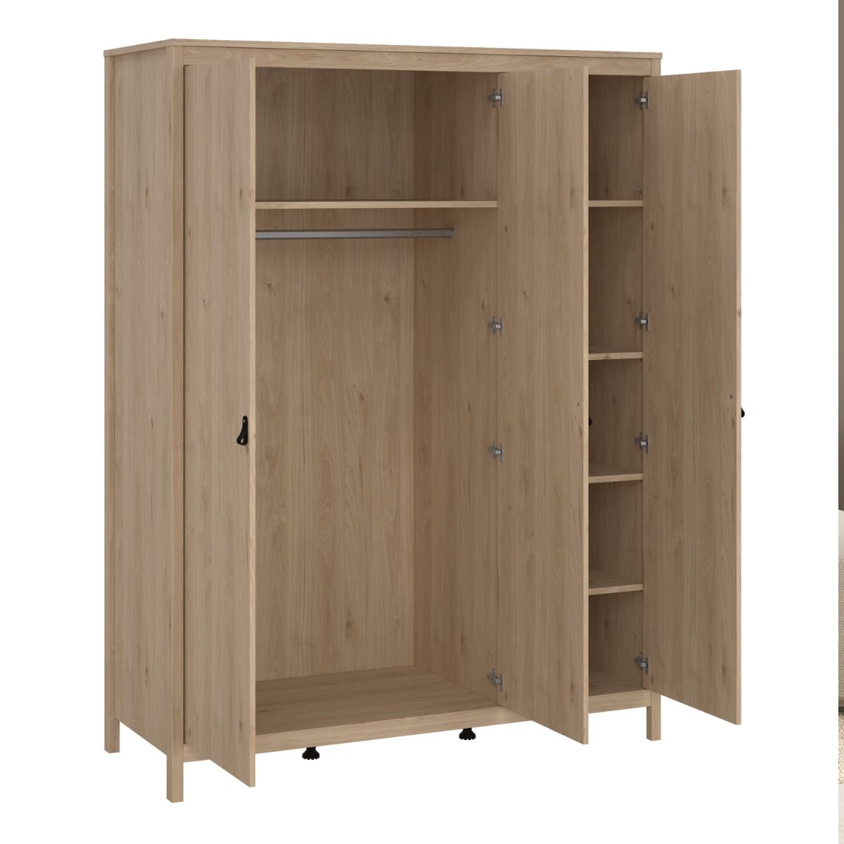 Barcelona Wardrobe With 3 Doors In Jackson Hickory Oak - Price Crash Furniture
