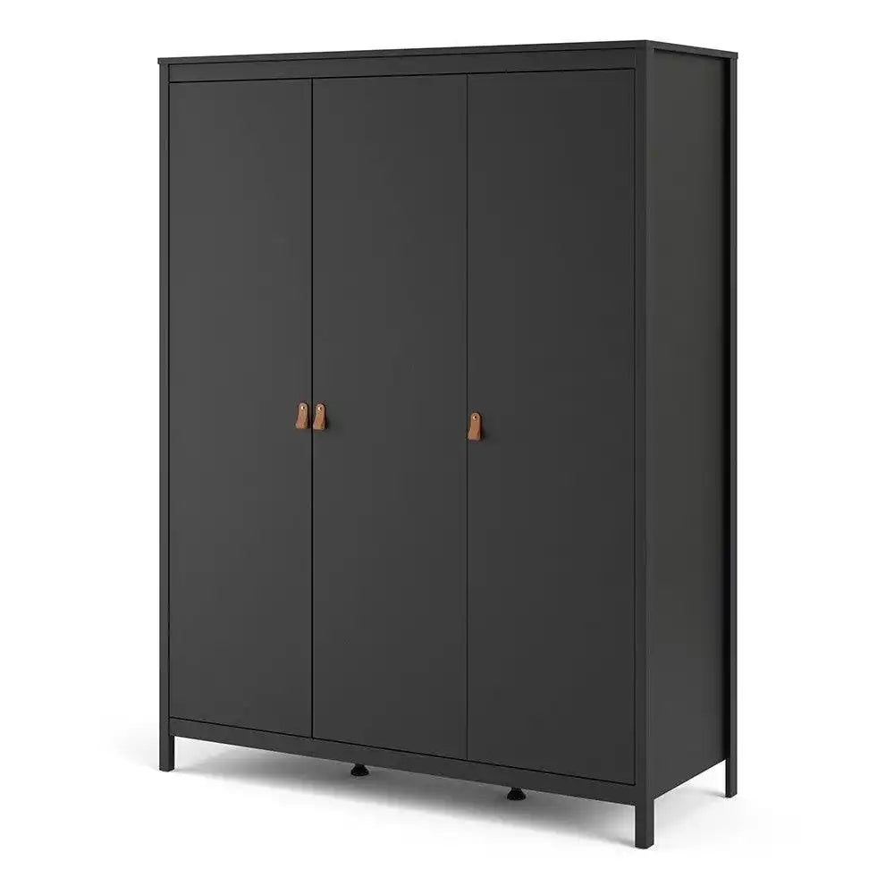 Barcelona Wardrobe with 3 Doors in Matt Black - Price Crash Furniture