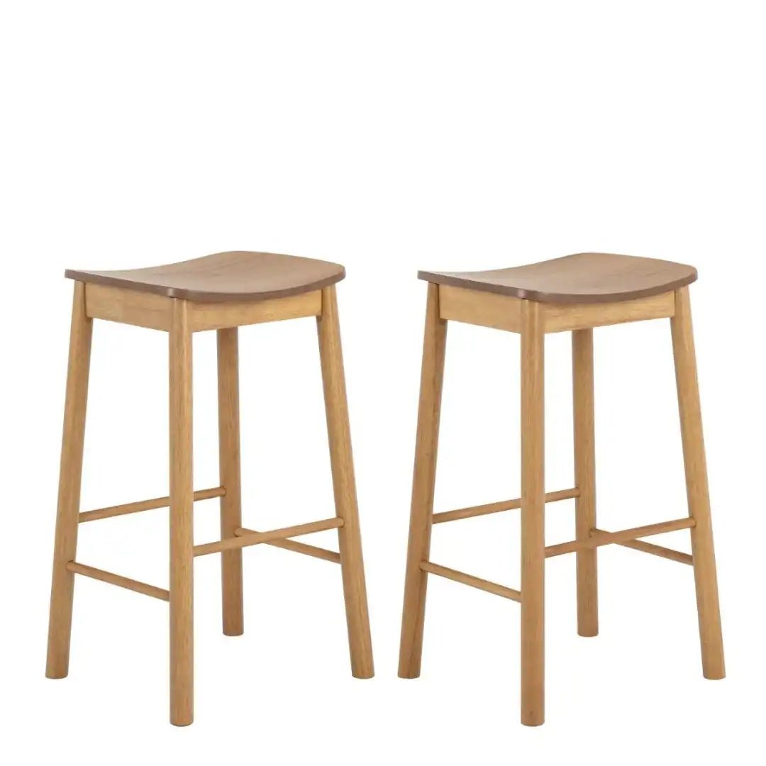 Barlow Bar Stool Without Back in Matt Oak Set of 2 - Price Crash Furniture