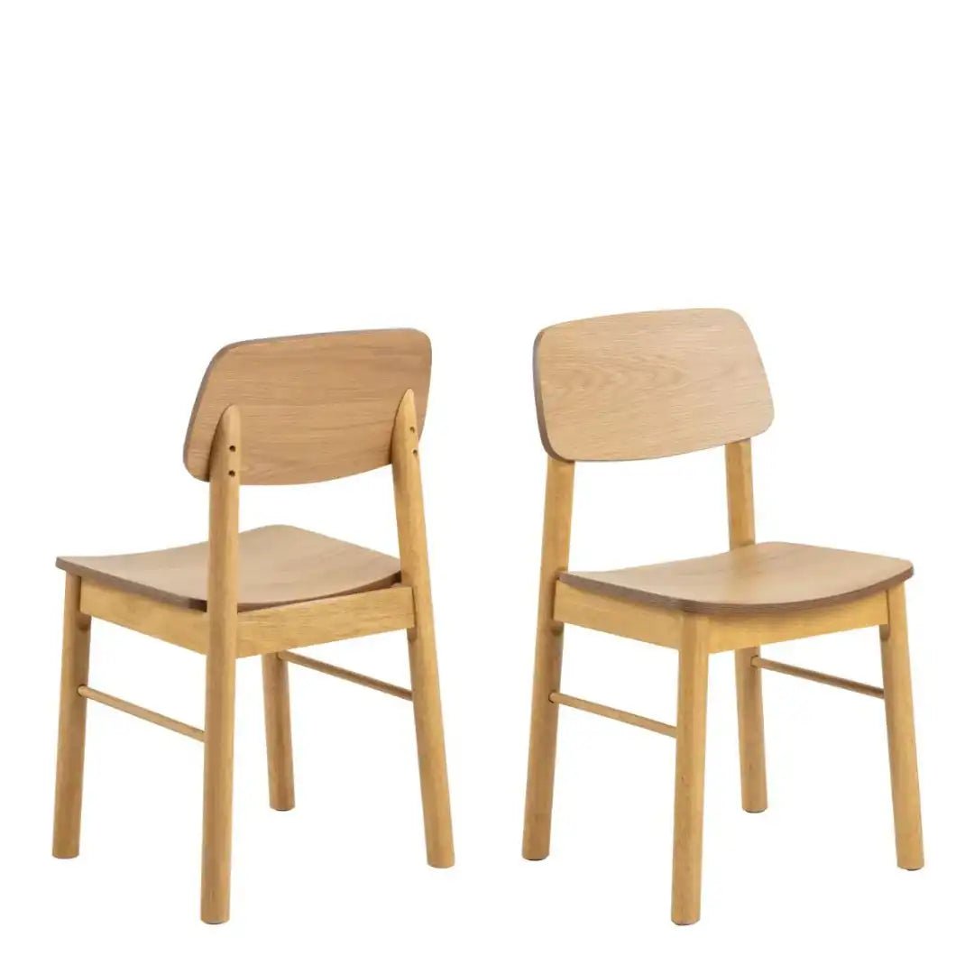 Barlow Rectangular Dining Table in Matt Oak includes 4 Barlow Dining Chair in Matt Oak - Price Crash Furniture