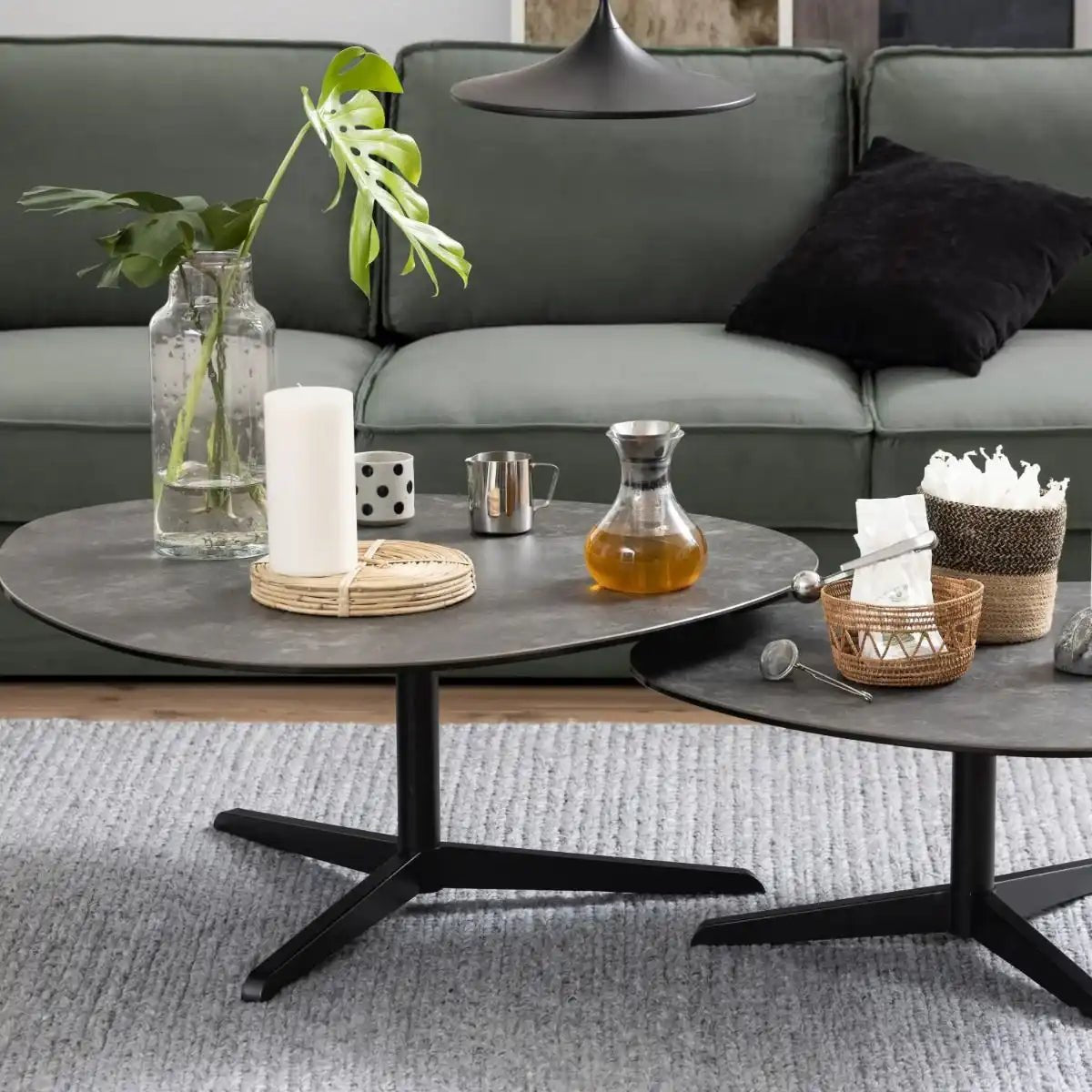 Barnsley Black Plectrum Shaped Ceramic Coffee Table - Price Crash Furniture
