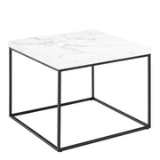 Barossa Large Square Coffee Table White Marble Effect & Black - Price Crash Furniture