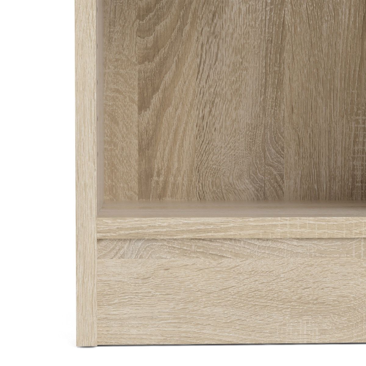 Basic Low Narrow Display Cabinet In Oak (2 Shelves) With Glass White Door - Price Crash Furniture