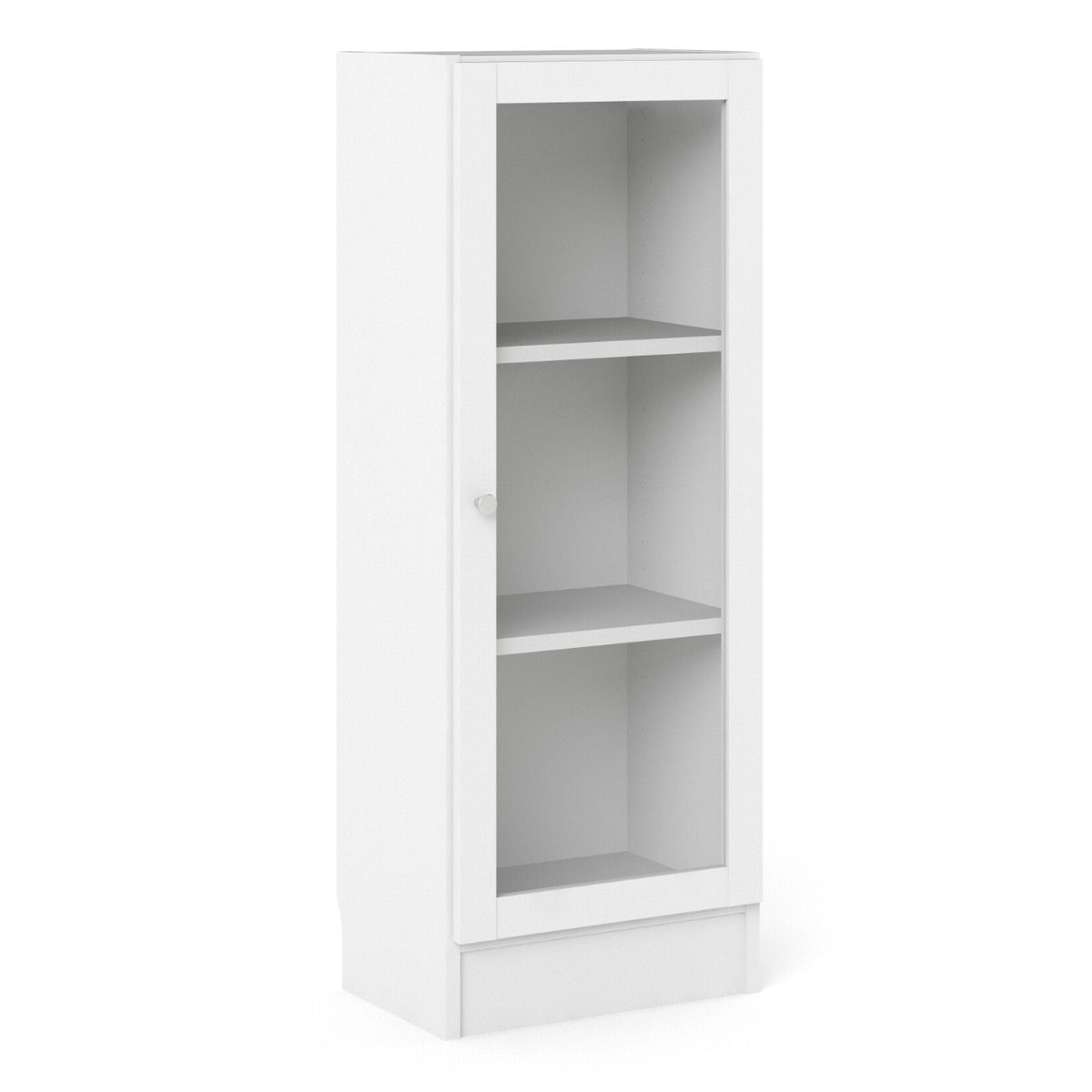 Basic Low Narrow Display Cabinet In White With Glass Door - Price Crash Furniture