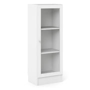 Basic Low Narrow Display Cabinet In White With Glass Door - Price Crash Furniture