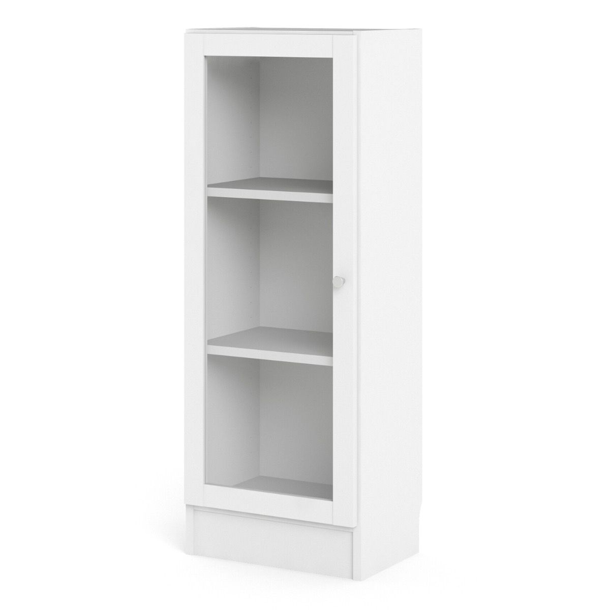 Basic Low Narrow Display Cabinet In White With Glass Door - Price Crash Furniture