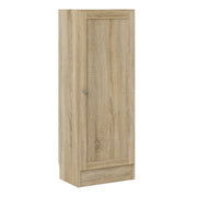 Basic Low Narrow Storage Cabinet In Oak (2 Shelves) With Oak Door - Price Crash Furniture