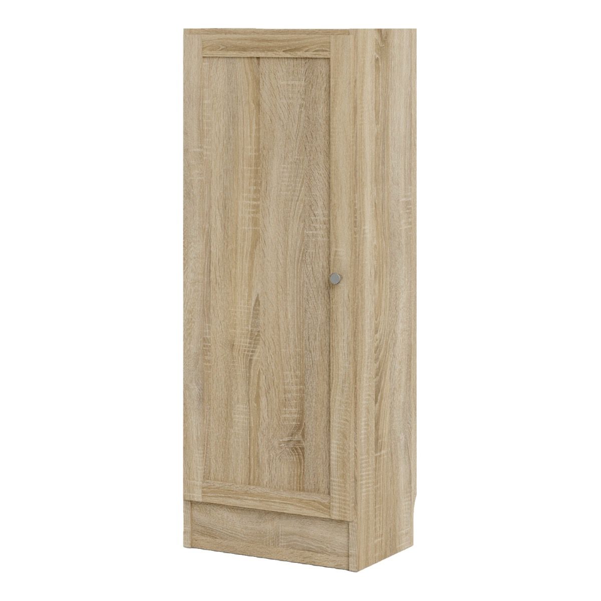Basic Low Narrow Storage Cabinet In Oak (2 Shelves) With Oak Door - Price Crash Furniture