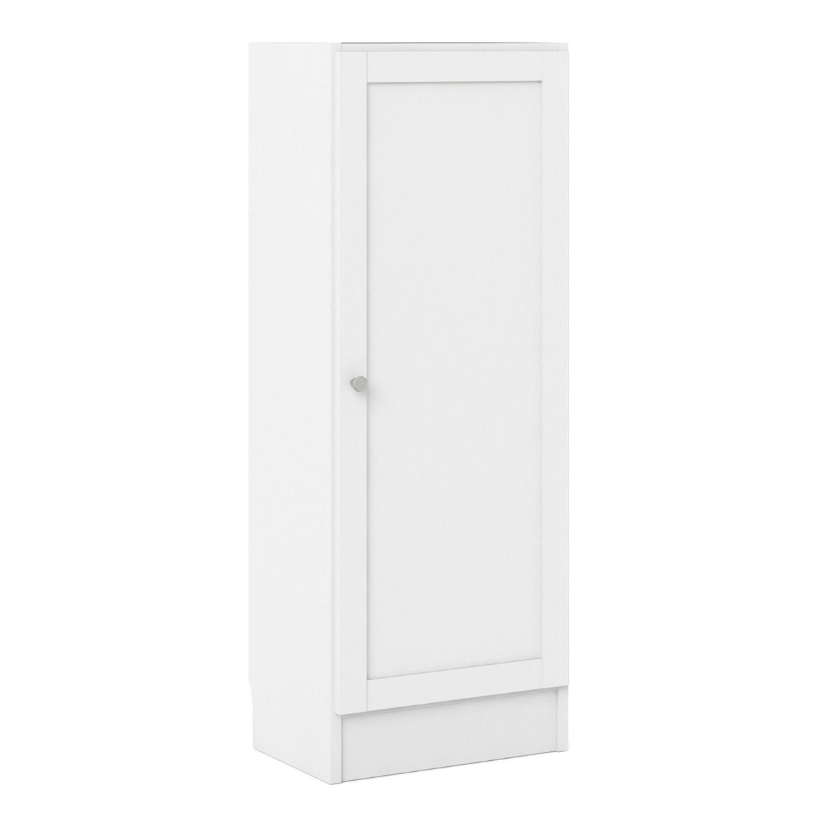 Basic Low Narrow Storage Cabinet In White (2 Shelves) With White Door - Price Crash Furniture