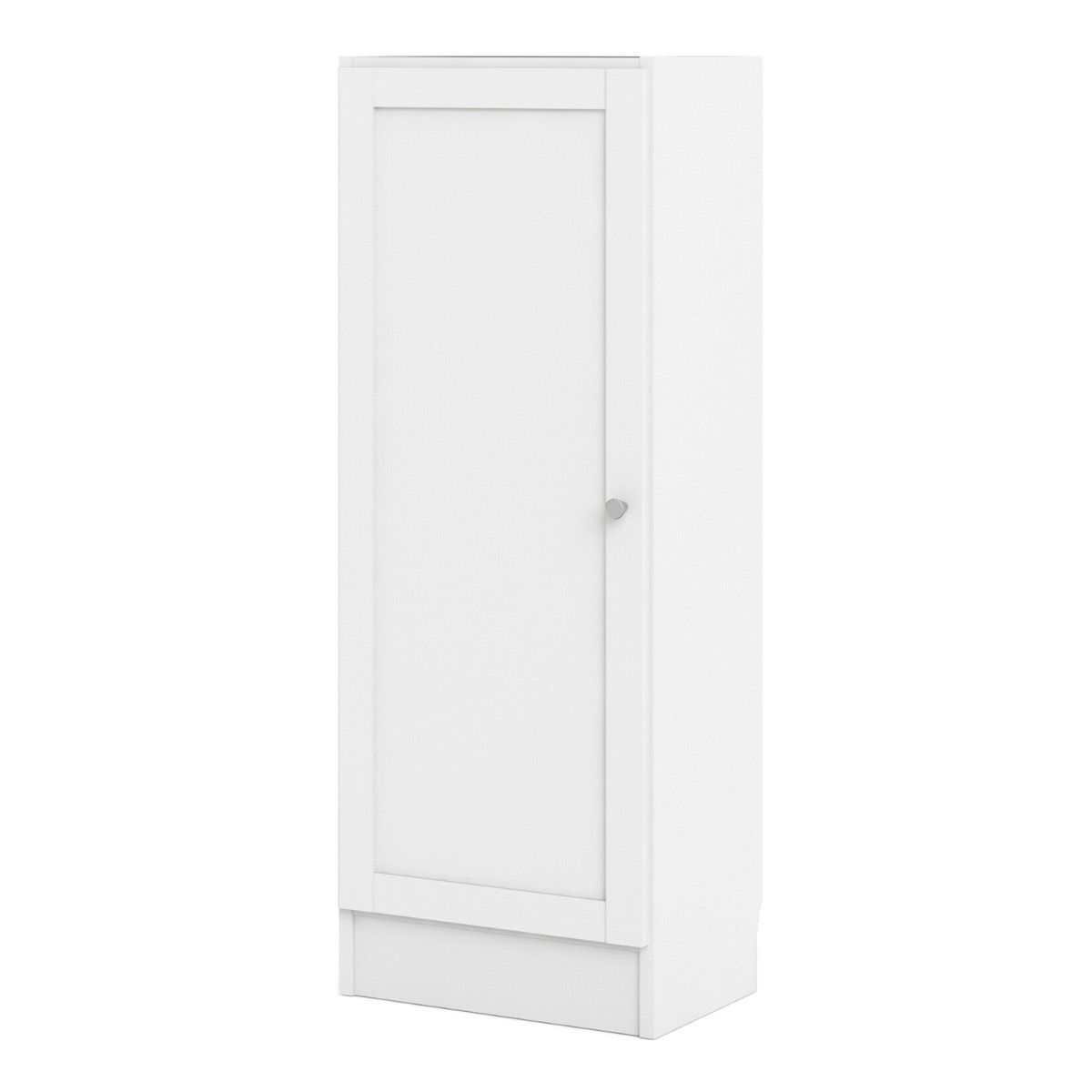 Basic Low Narrow Storage Cabinet In White (2 Shelves) With White Door - Price Crash Furniture
