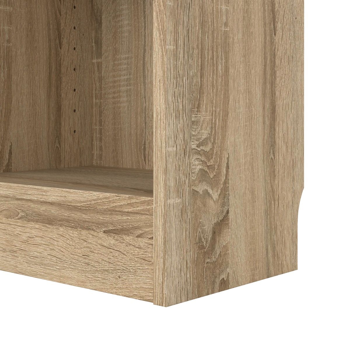 Basic Low Wide Display Cabinet In Oak (2 Shelves) With 2 Glass Doors In White - Price Crash Furniture