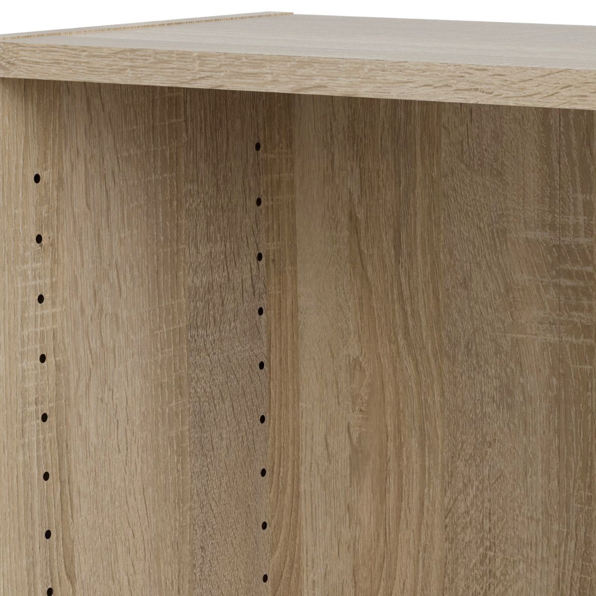 Basic Low Wide Display Cabinet In Oak (2 Shelves) With 2 Glass Doors In White - Price Crash Furniture