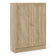 Basic Low Wide Storage Cabinet In Oak (2 Shelves) With 2 Oak Doos - Price Crash Furniture