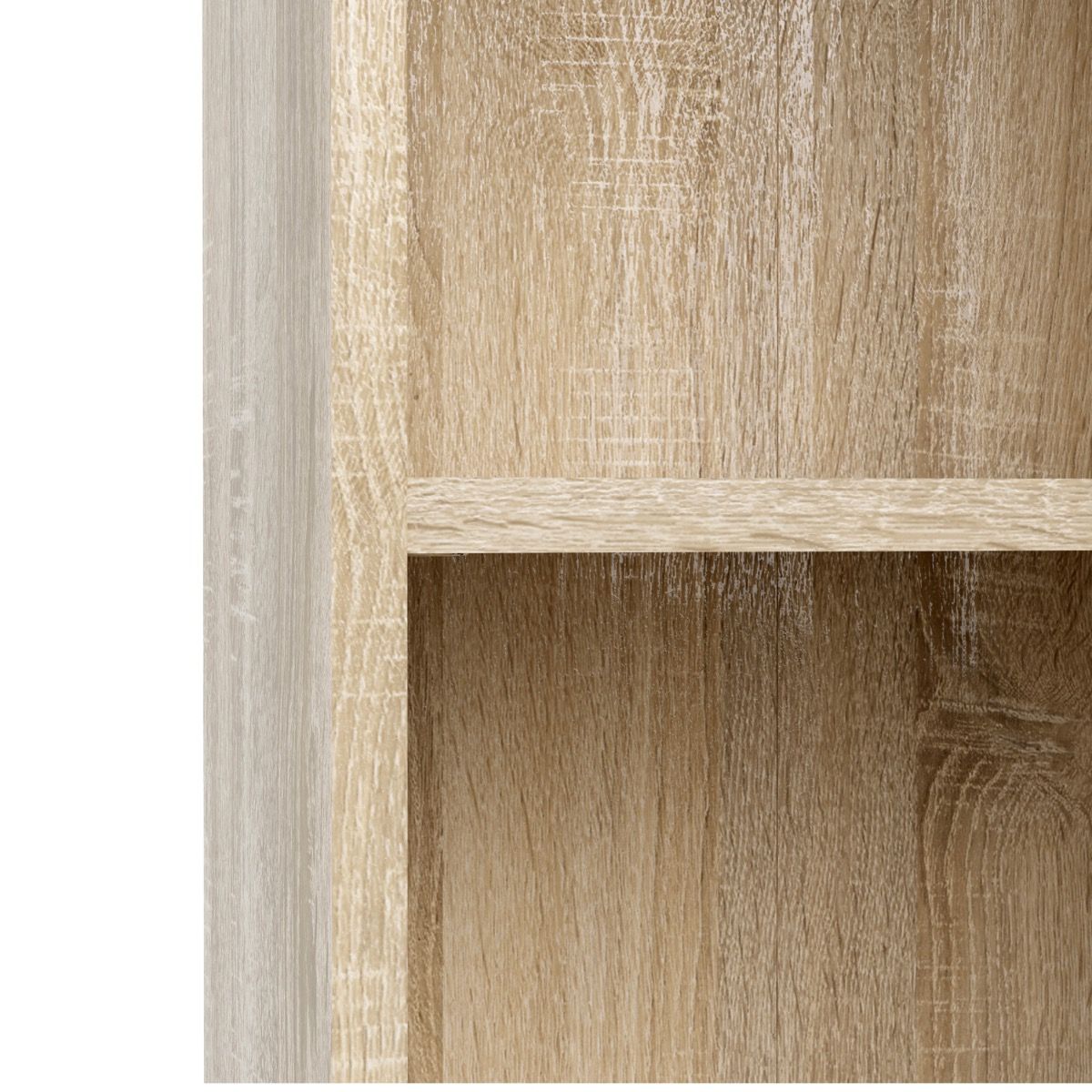 Basic Low Wide Storage Cabinet In Oak (2 Shelves) With 2 Oak Doos - Price Crash Furniture