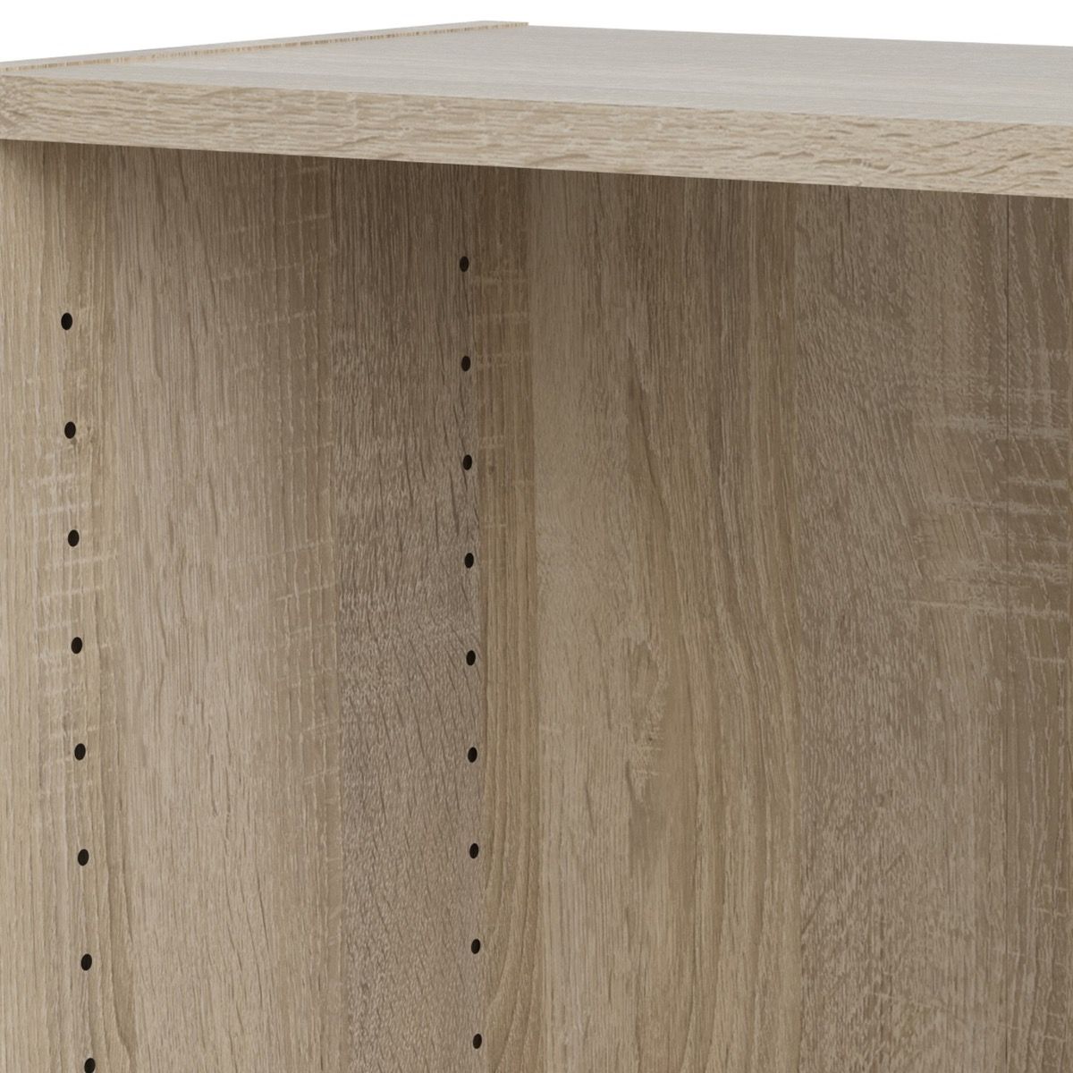 Basic Low Wide Storage Cabinet In Oak (2 Shelves) With 2 White Doors - Price Crash Furniture