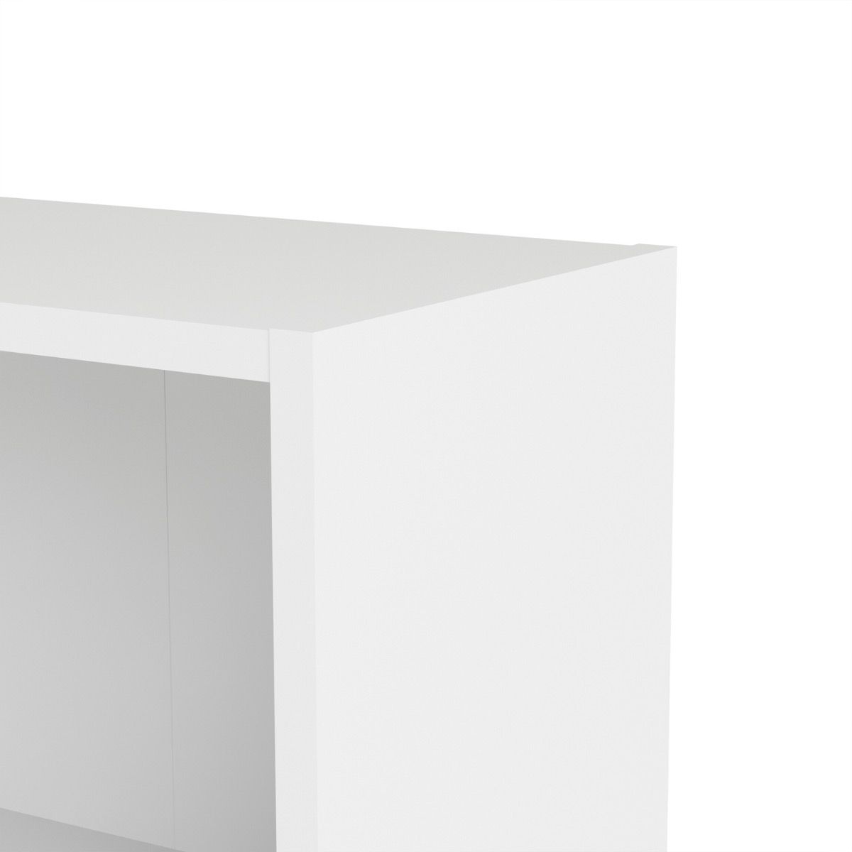 Basic Low Wide Storage Cabinet In White (2 Shelves) With 2 Oak Doors - Price Crash Furniture