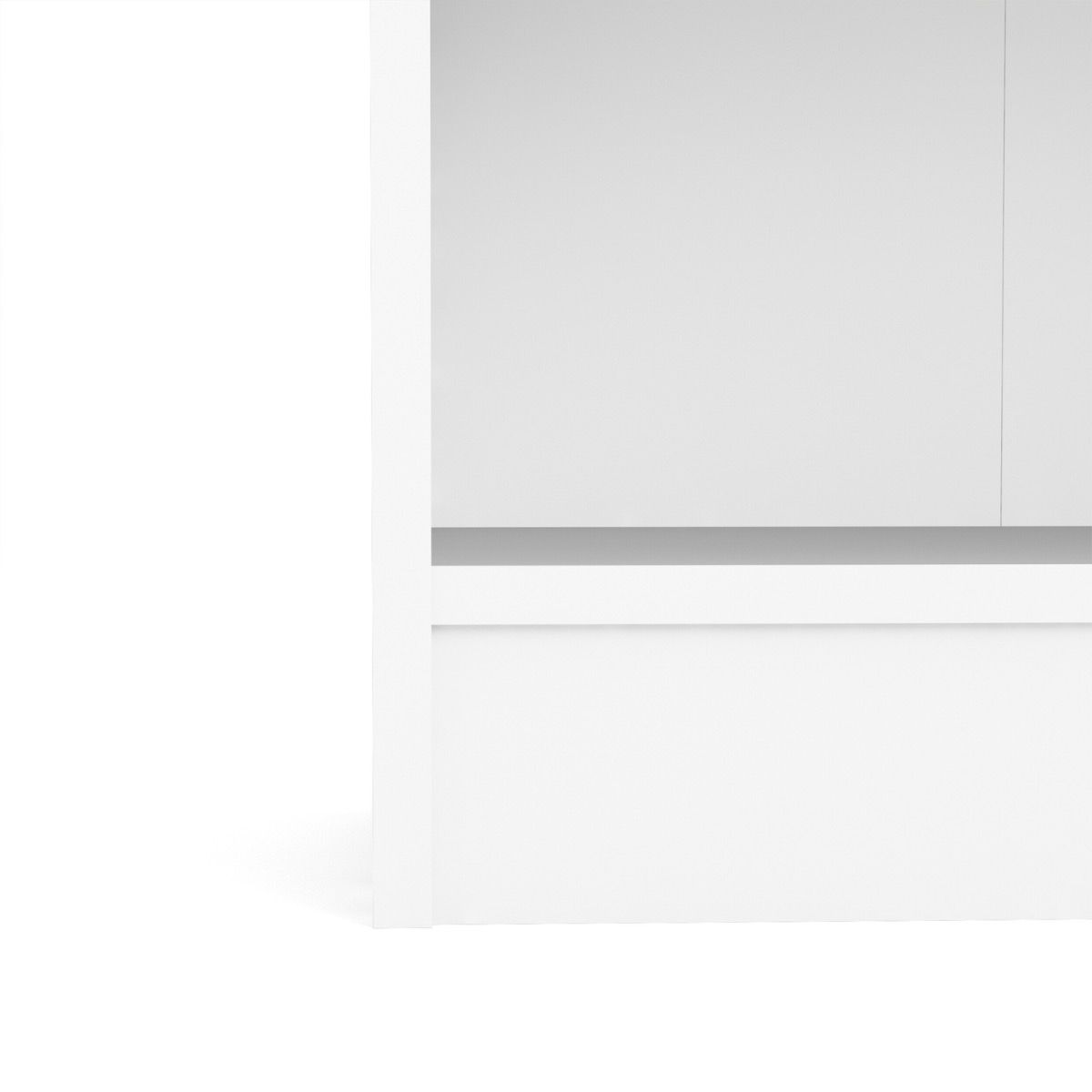 Basic Low Wide Storage Cabinet In White (2 Shelves) With 2 Oak Doors - Price Crash Furniture