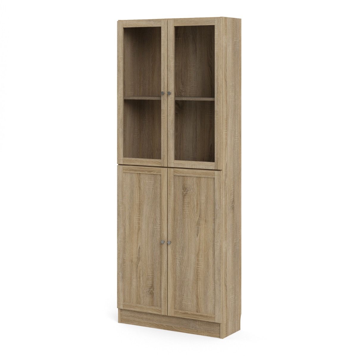 Basic Tall Wide 4 Door Display Cabinet Dresser In Oak - Price Crash Furniture