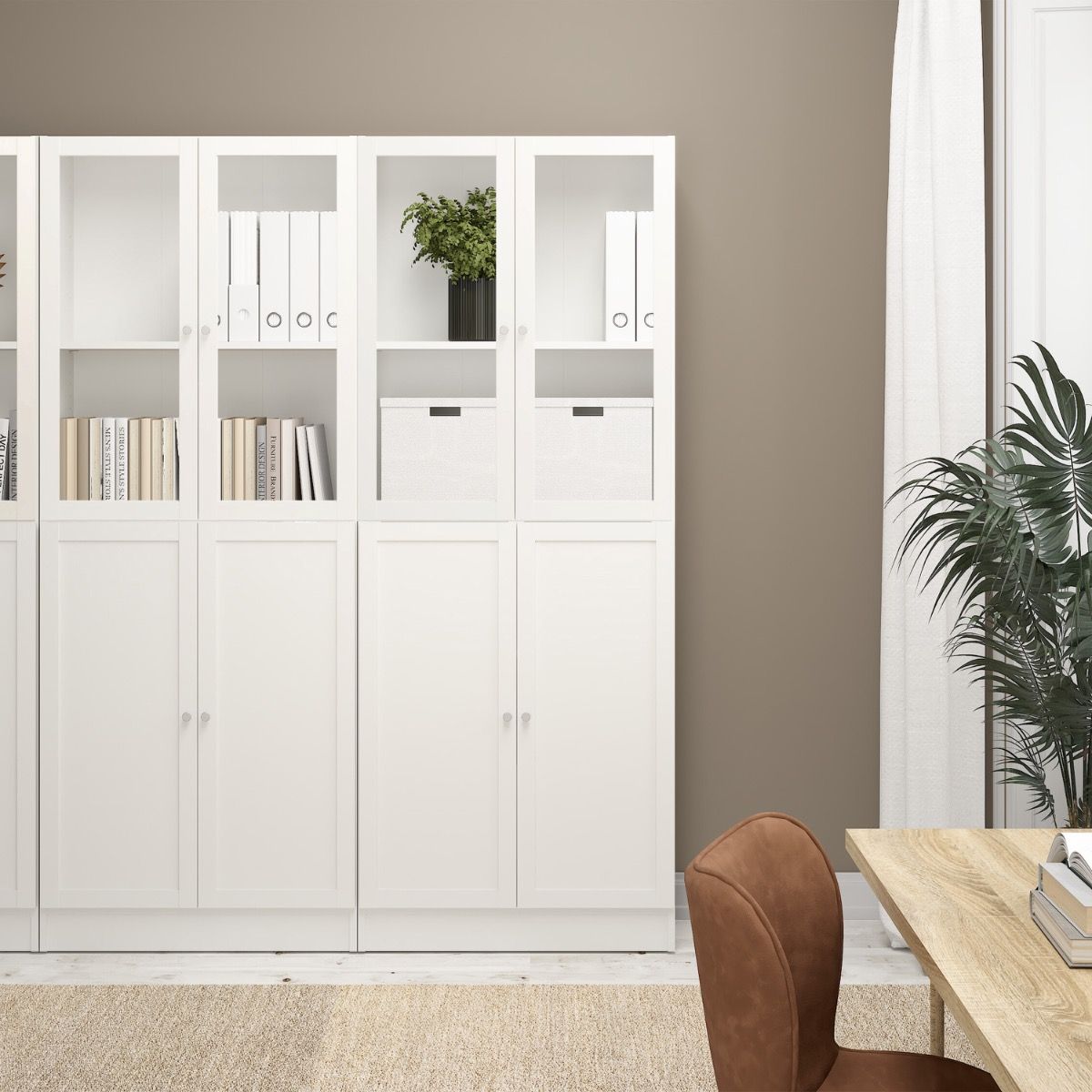 Basic Tall Wide 4 Door Display Cabinet Dresser In White - Price Crash Furniture