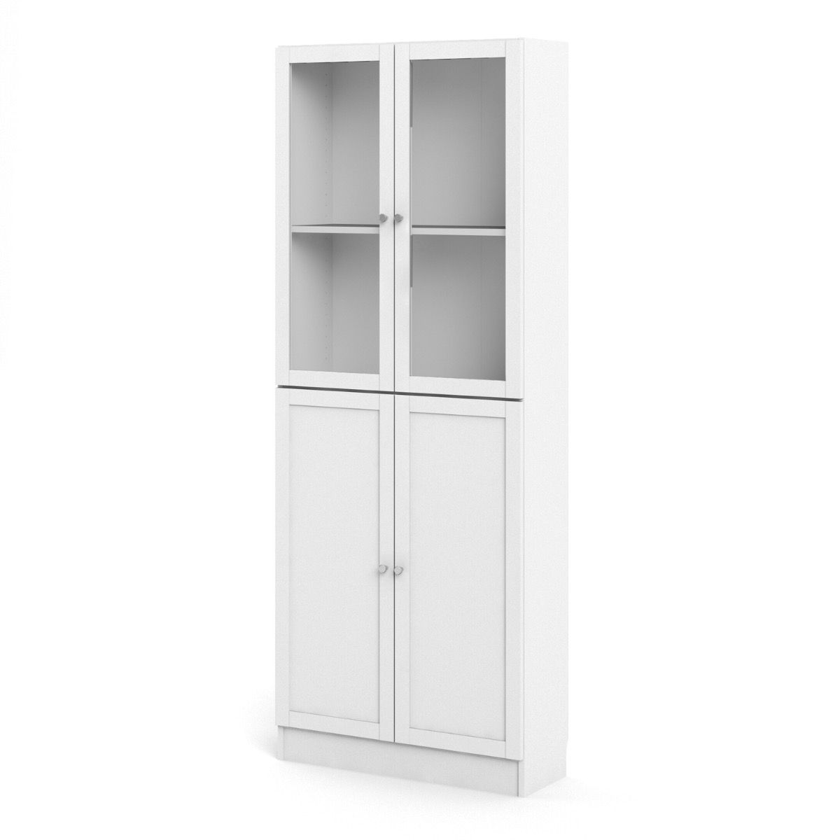 Basic Tall Wide 4 Door Display Cabinet Dresser In White - Price Crash Furniture