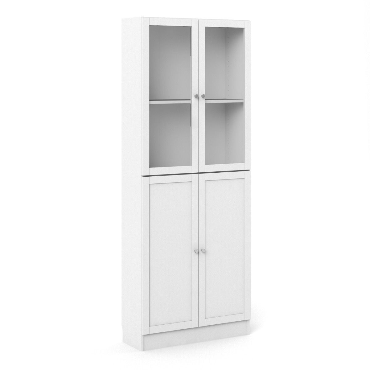 Basic Tall Wide 4 Door Display Cabinet Dresser In White - Price Crash Furniture