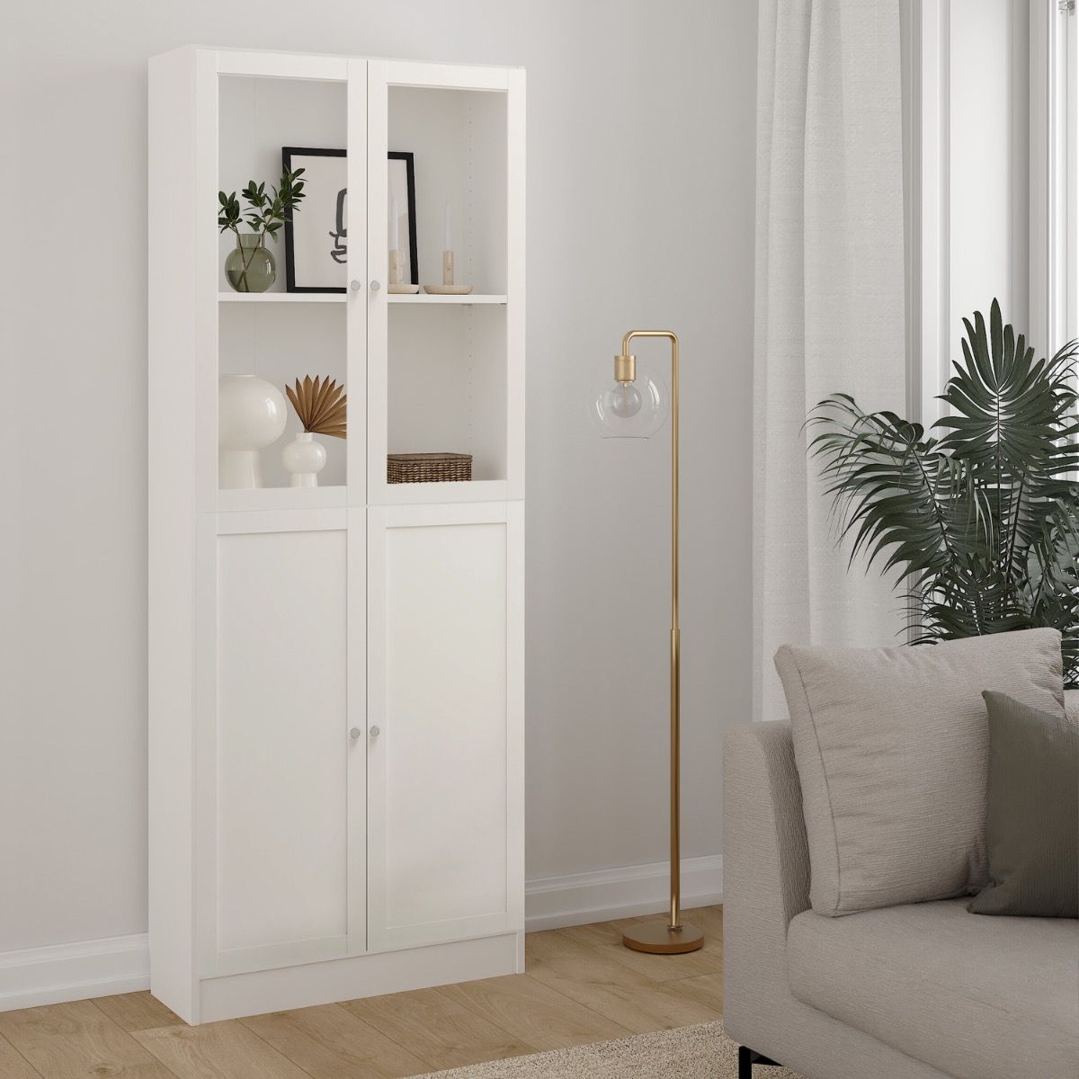 Basic Tall Wide 4 Door Display Cabinet Dresser In White - Price Crash Furniture