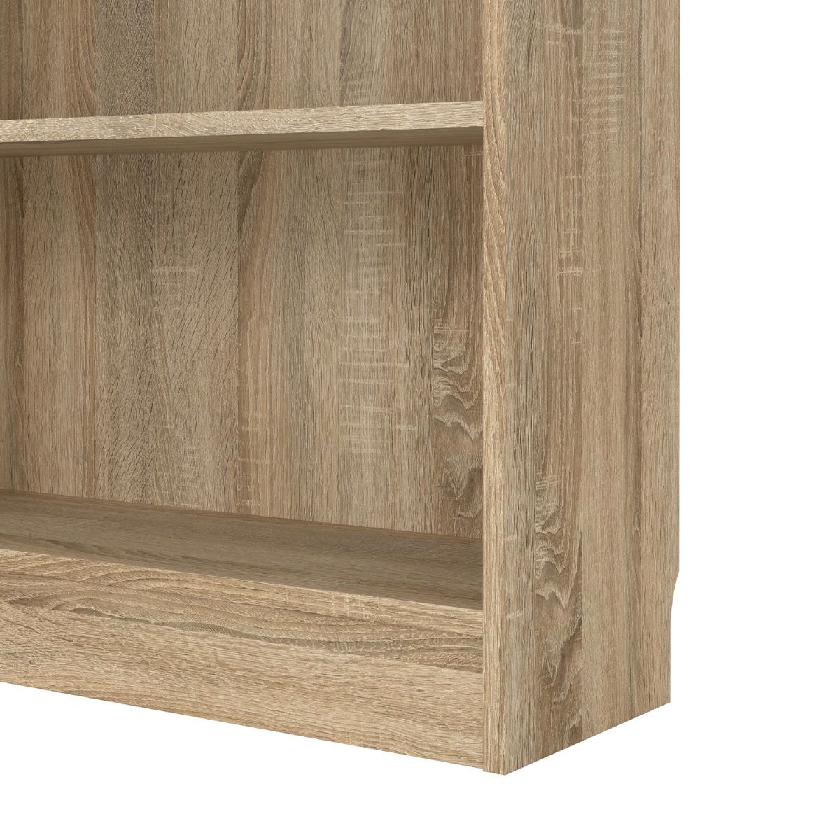 Basic Tall Wide Display Cabinet In Oak (4 Shelves) With 2 Glass Oak Doors - Price Crash Furniture