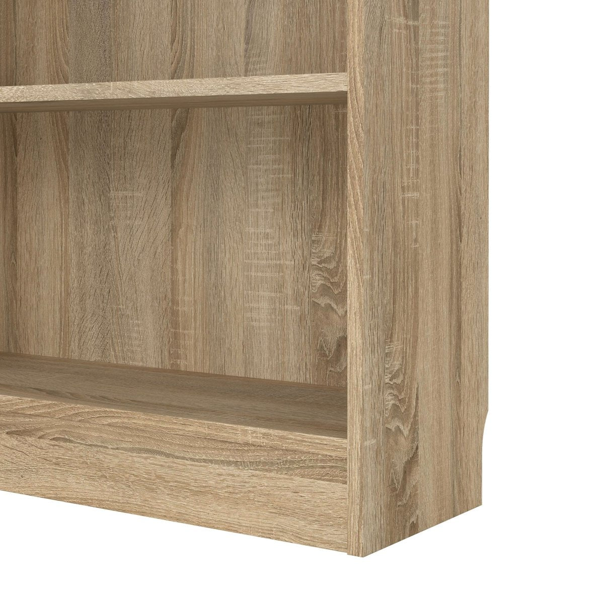Basic Tall Wide Display Cabinet In Oak (4 Shelves) With 2 Glass White Doors - Price Crash Furniture