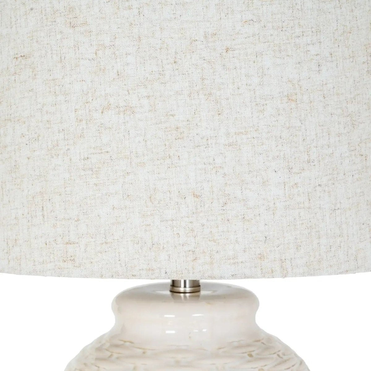 Basketweave Style Ceramic Table Lamp With Linen Shade - Price Crash Furniture