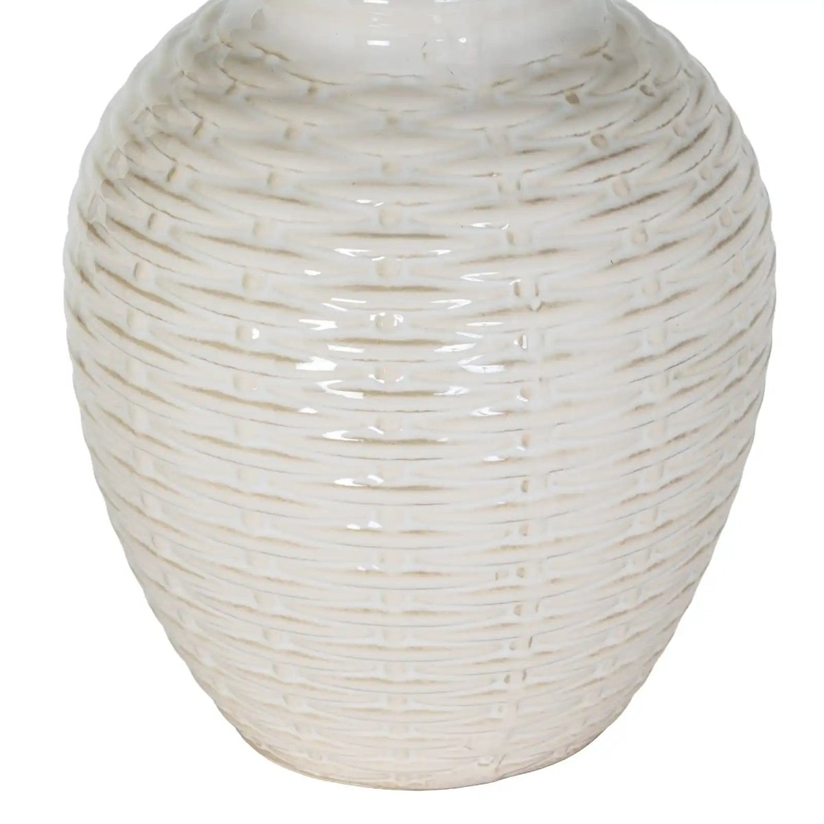 Basketweave Style Ceramic Table Lamp With Linen Shade - Price Crash Furniture
