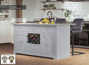 Baumhaus Grey Kitchen Island With White Marble Top - Price Crash Furniture
