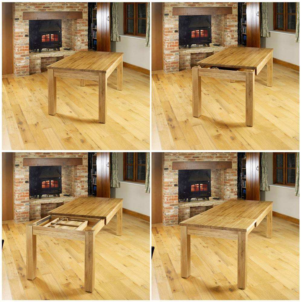 Baumhaus Mobel Hidden Extending Oak Dining Table (Seats 4 - 8) - Price Crash Furniture