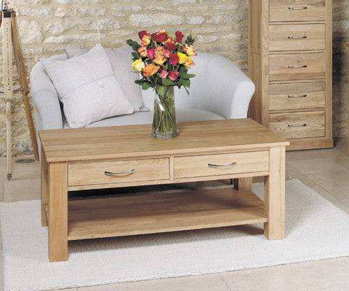 Baumhaus Mobel Oak Four Drawer Coffee Table COR08D