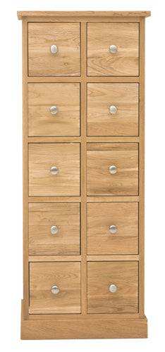 Baumhaus Mobel Oak Multi - Drawer DVD / CD Storage Chest - Price Crash Furniture