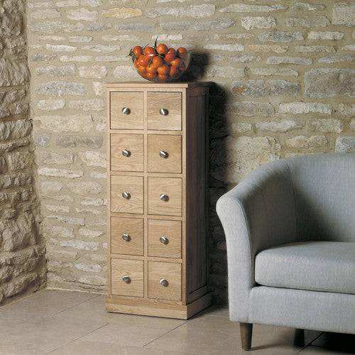 Baumhaus Mobel Oak Multi - Drawer DVD / CD Storage Chest - Price Crash Furniture