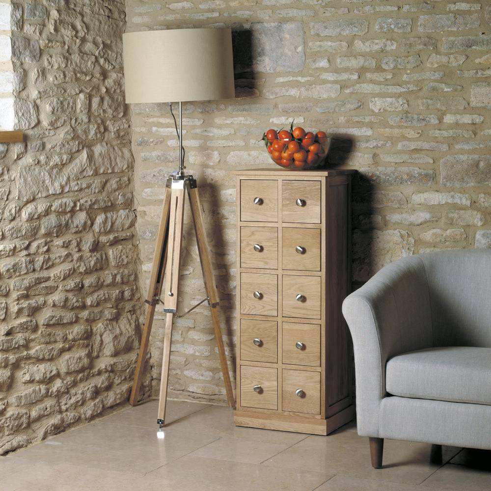 Baumhaus Mobel Oak Multi - Drawer DVD / CD Storage Chest - Price Crash Furniture