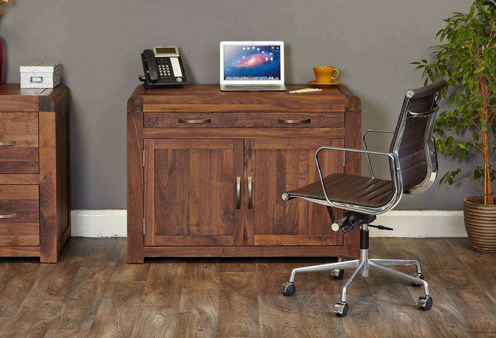Baumhaus Shiro Walnut Hidden Home Office - CDR06A - Price Crash Furniture