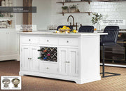 Baumhaus White Kitchen Island With White Marble Worktop - Price Crash Furniture