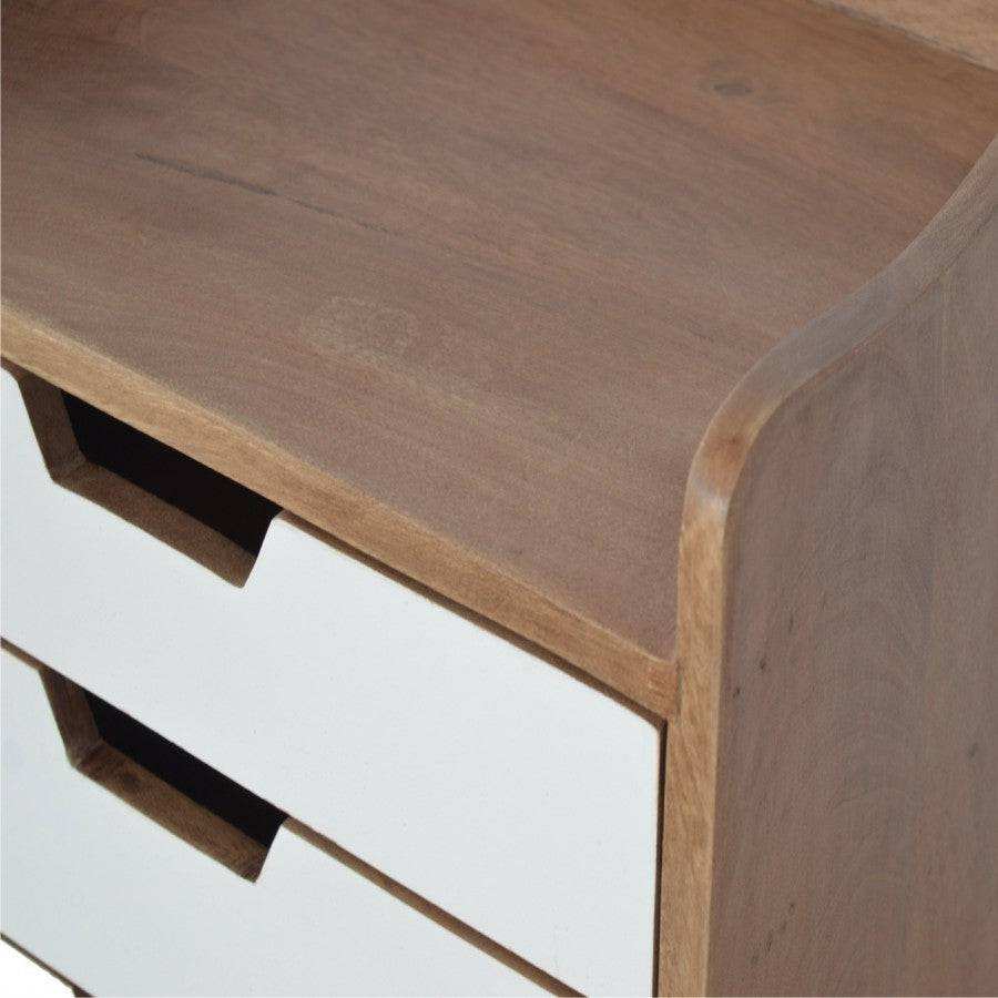 Bedside With 3 White Hand Painted Cut - Out Drawers - Price Crash Furniture