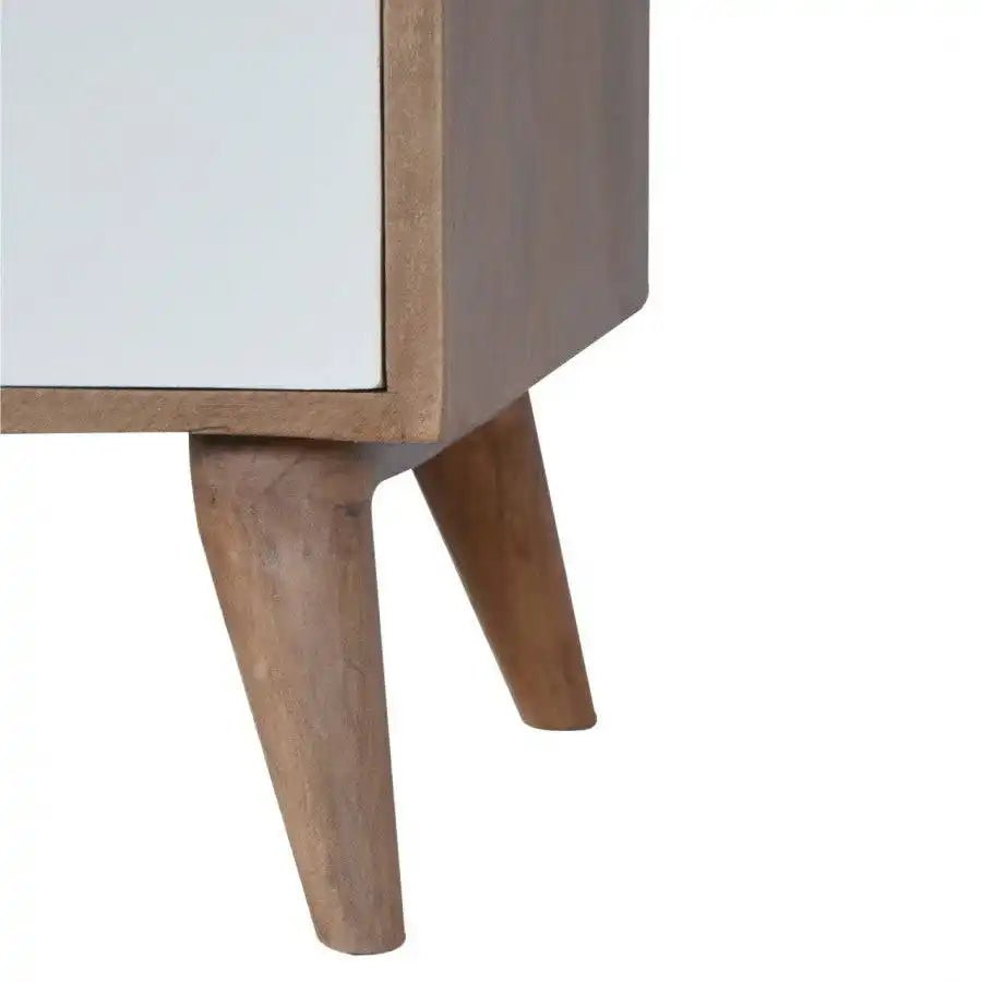 Bedside With 3 White Hand Painted Cut - Out Drawers - Price Crash Furniture