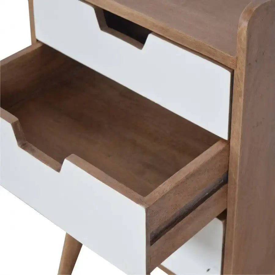 Bedside With 3 White Hand Painted Cut - Out Drawers - Price Crash Furniture