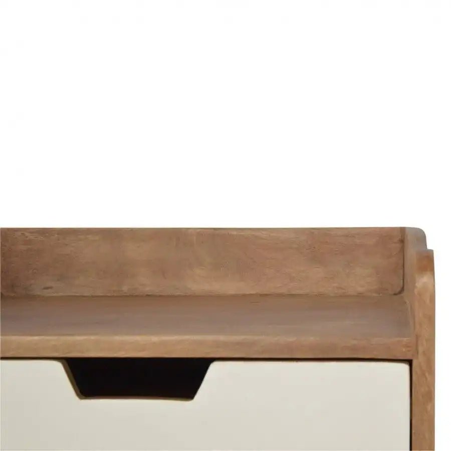 Bedside With 3 White Hand Painted Cut - Out Drawers - Price Crash Furniture