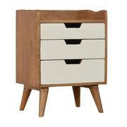 Bedside With 3 White Hand Painted Cut - Out Drawers - Price Crash Furniture
