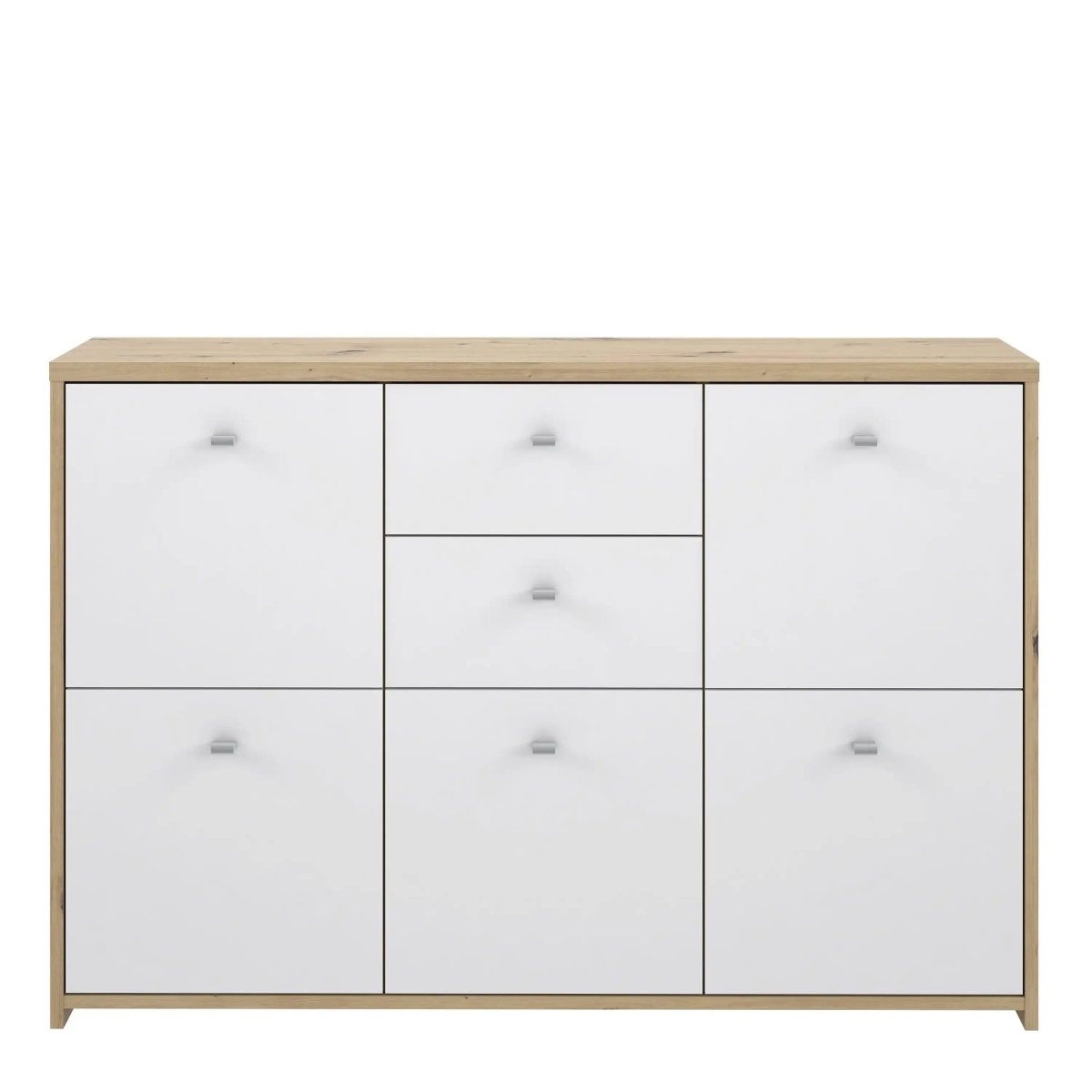 Best Chest Storage Cabinet with 2 Drawers and 5 Doors in Artisan Oak/White - Price Crash Furniture